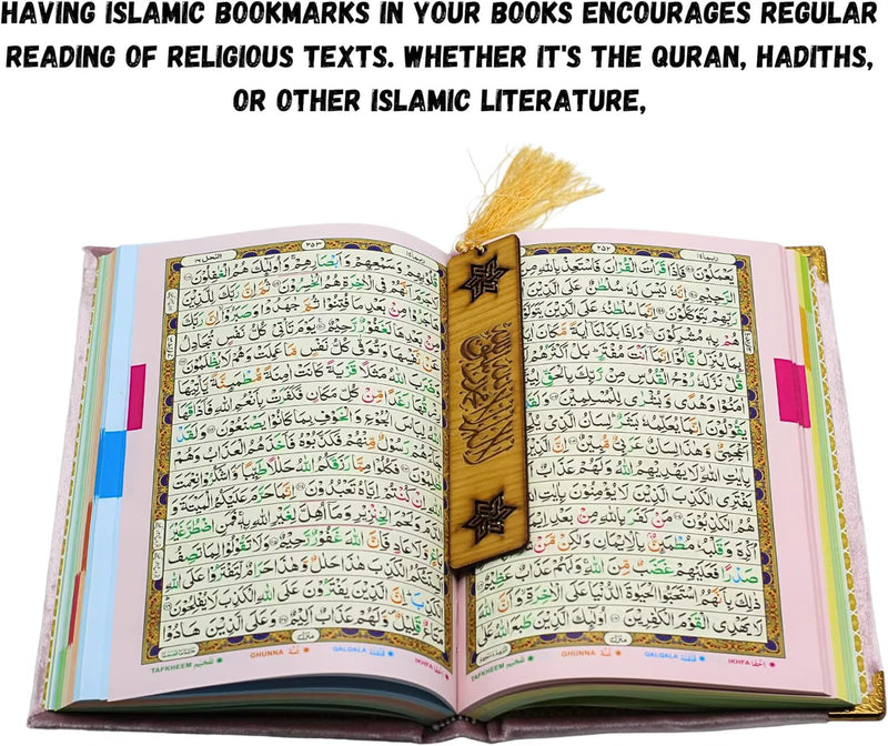 Taj Wooden Bookmarks with Islamic Calligraphy (Set of 3) for Men and Women - Unique Gift for Book Lovers