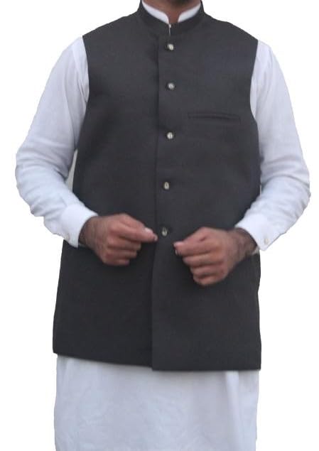 taj Men's Waist Coat Indian Men Party Wear Traditional Outfit Ethnic Grooms EID RAMADHAN WEDDING (Small)