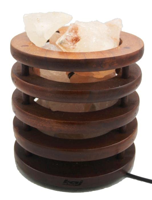 Wooden Salt Basket Lamp Himalyan Salt Lamp Rock Salt Illuminant Home Decore Lighting Mood Wooden Basket Crystal Salt Chunks (Bowl)