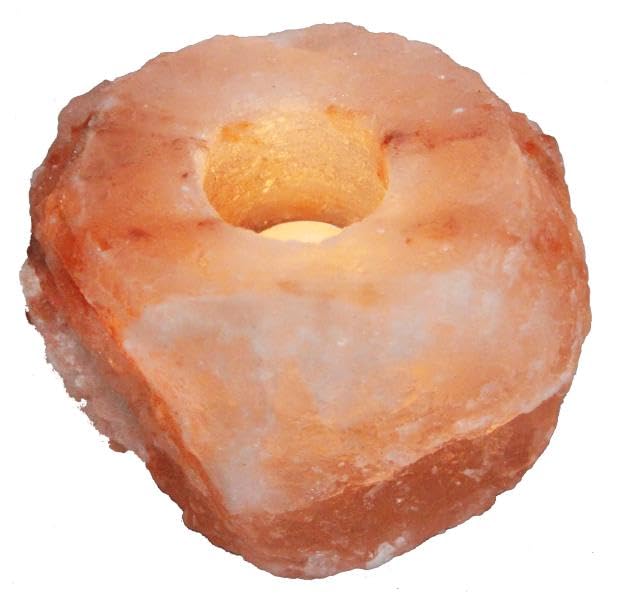 Pure 100% Natural Himalayan Crystal Rock Pink Salt Lamp Candle Holder Tea Light, Handcrafted (Natural Design)