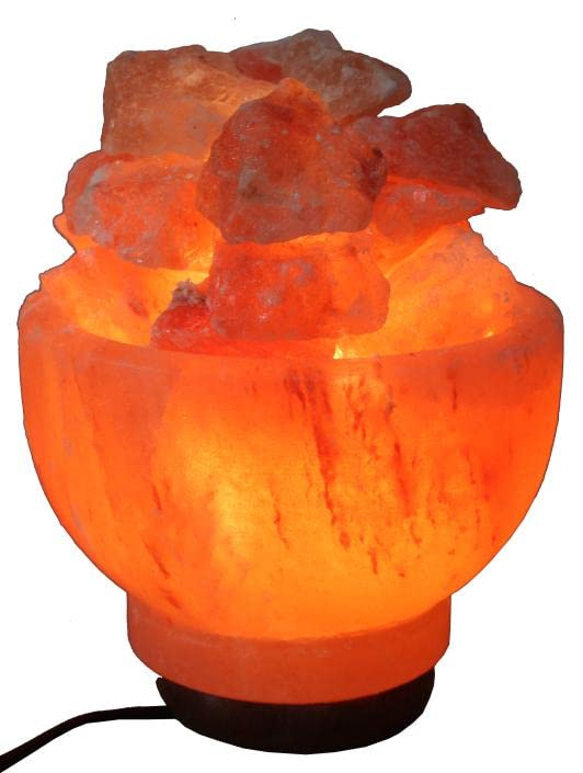 Salt Bowl Lamp with (Crystal Salt Chunks) Himalyan Salt Lamp Rock Salt Illuminant Home Decore Lighting Mood (Craft)