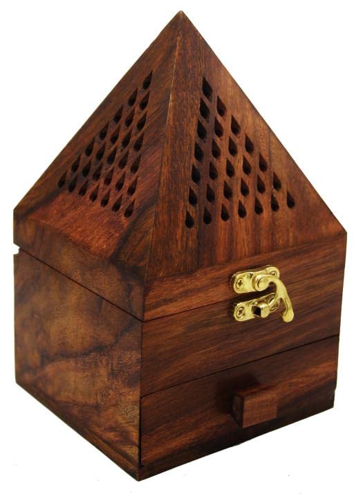 Wooden Cottage Shape Incense Sticks Holder And Bakhoor Burner Box Ash oud burner frankincense burner