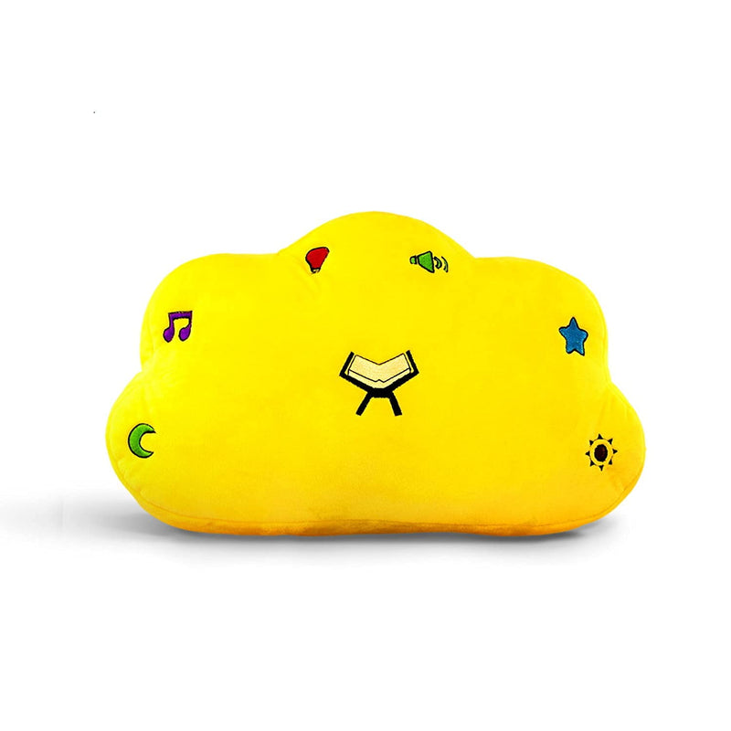 Soft & Cuddly Quran Pillow, Quran Learning, Dua Kalima Surah,Best Gift for Your Kids & Family Learn Quran (Yellow Cloud or Yellow Stars)