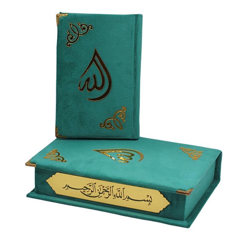 taj Holy Quran VELVET IN A BOX islamic gifts umrah mubarak gifts islamic decor nikkah gifts gifts for muslim women gifts for muslims eid gift set islamic gifts for men (QURAN 14 * 20cm, BLACK)
