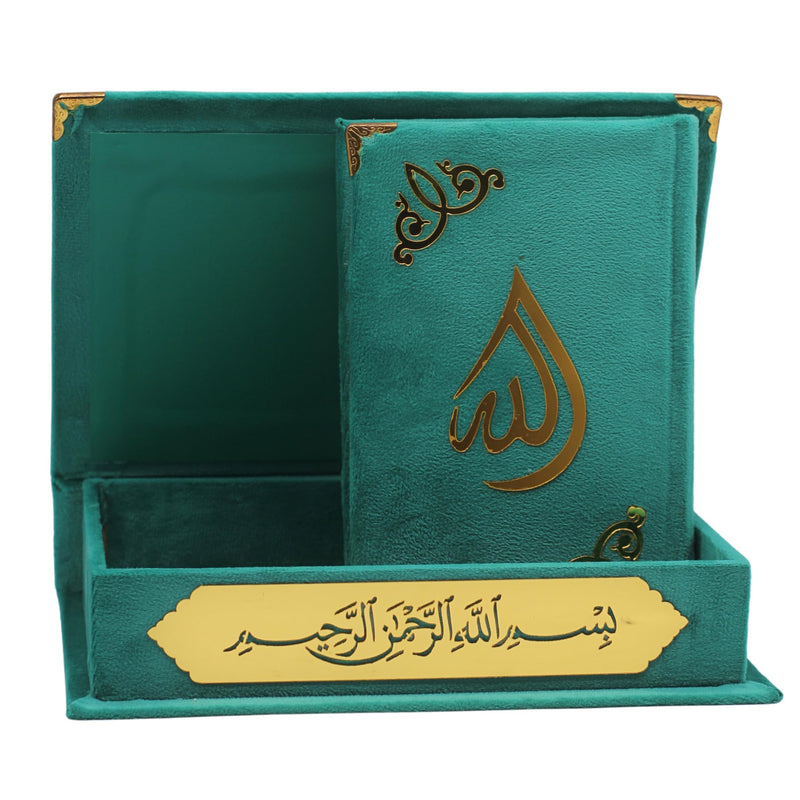 taj Holy Quran VELVET IN A BOX islamic gifts umrah mubarak gifts islamic decor nikkah gifts gifts for muslim women gifts for muslims eid gift set islamic gifts for men (QURAN 14 * 20cm, BLACK)